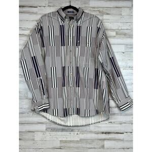 Vintage Salty Dog Men's Shirt Large Long Sleeved Button Up Bold Stripe 80s 90s